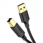 UGREEN US135 USB 2.0 A-B kaabel, kullatud pistikutega, 2m, must