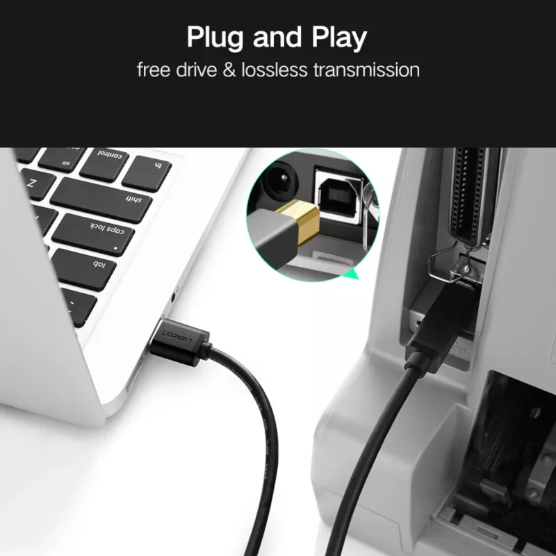 UGREEN US210 USB 3.0 A-B kaabel, 2m, must