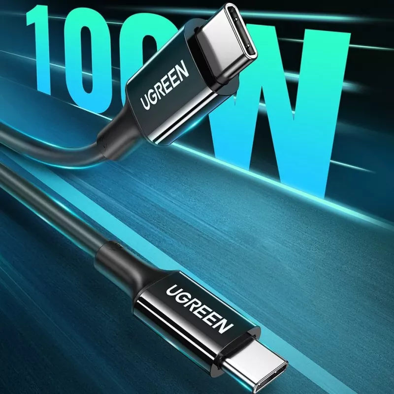 UGREEN US300 USB-C – USB-C kaabel 480Mbps 5A 1m Must