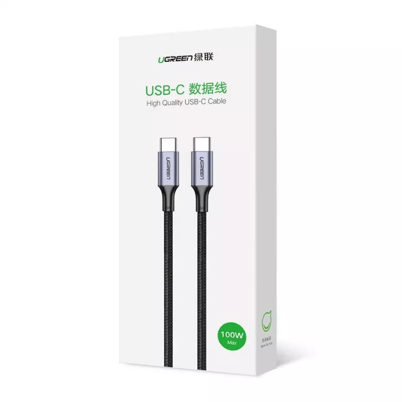 UGREEN US316 USB-C to USB-C kaabel 100W 5A 480Mbps 1m Must