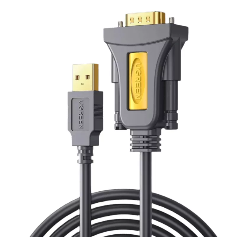 UGREEN USB 2.0 to RS-232 jadapistikukaabel (USB-A isane DB9 isane) - must, 1,5 m
