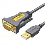 UGREEN USB 2.0 to RS-232 jadapistikukaabel (USB-A isane DB9 isane) - must, 1,5 m