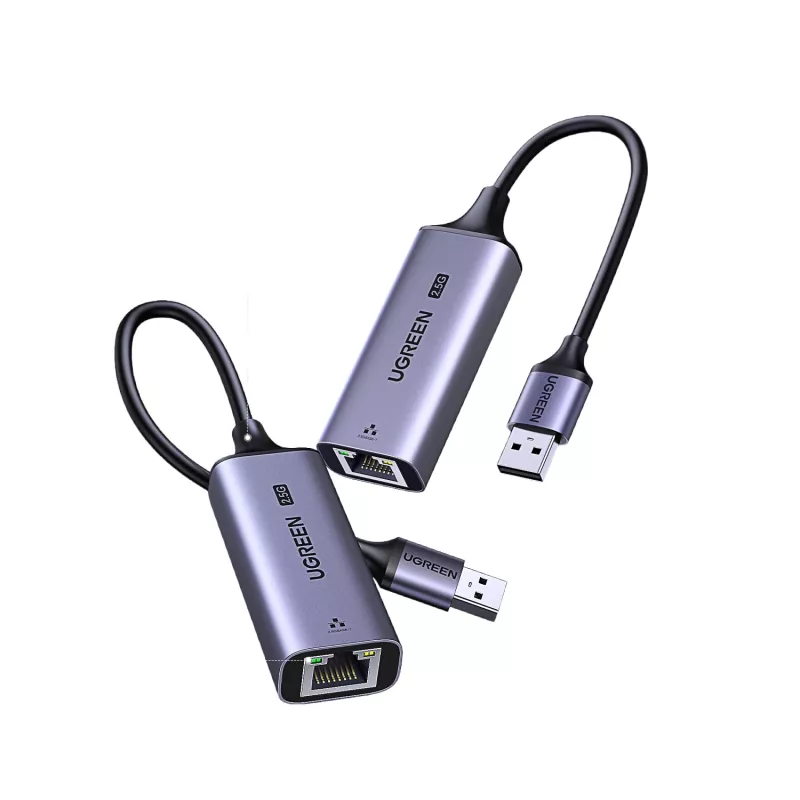 UGREEN USB-A 3.2 Gen 1 2.5G Etherneti adapter, 2.5 Gbps RJ45 LAN, alumiinium, kosmosehall, ühenda ja kasuta, Realtek RTL8156B, 10 cm kaabel