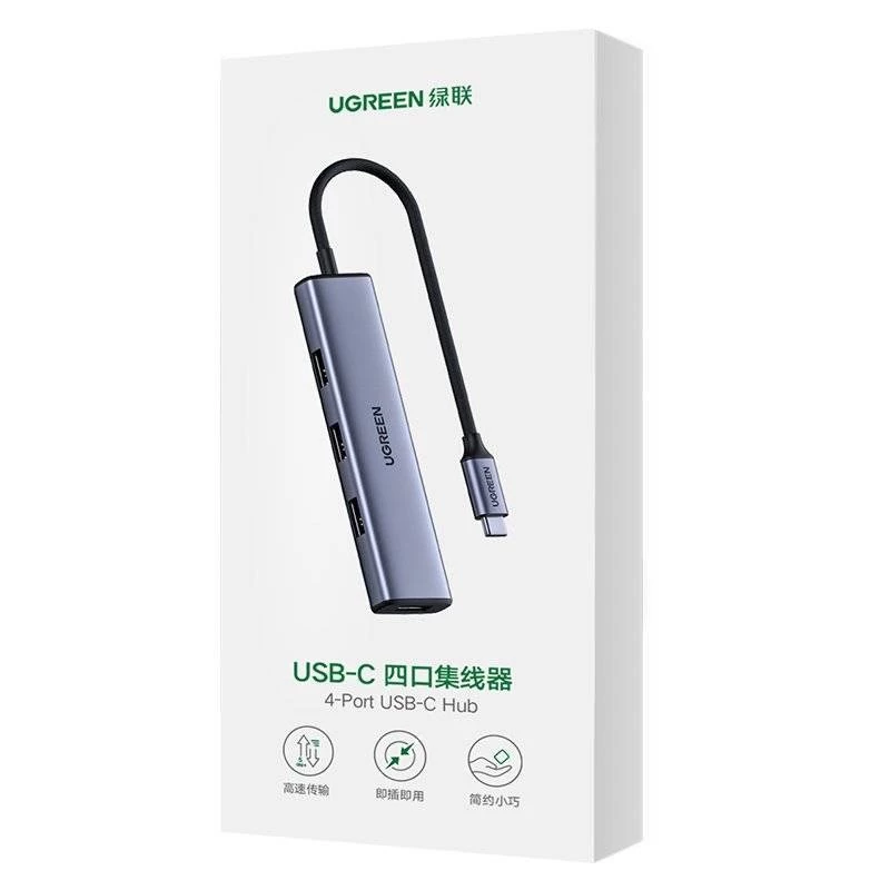 UGREEN USB-C jaotur 4 pordiga USB 3.2 Gen 1 hõbedane