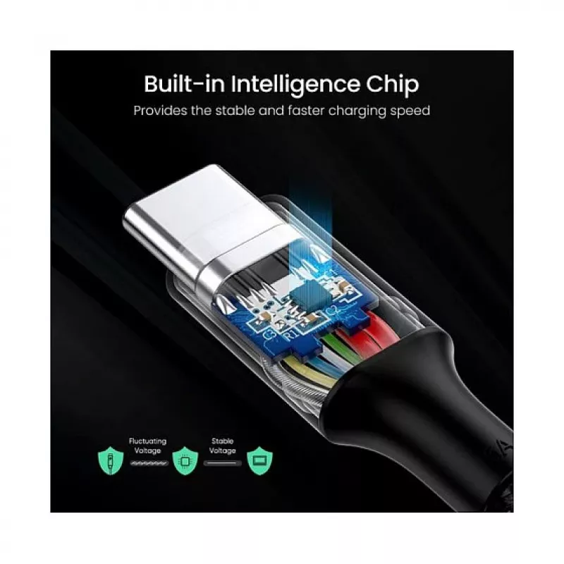UGREEN USB-C - USB-C 100W punutud nailonist laadimiskaabel 2 m must