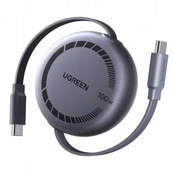 UGREEN USB-C to USB-C PD 100W kokkutõmmatav kiirlaadimiskaabel 1m must