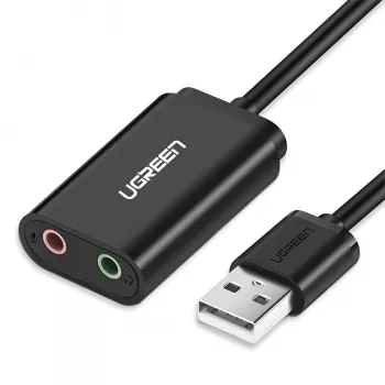 UGREEN USB-3,5 mm väline stereotooniadapter - must