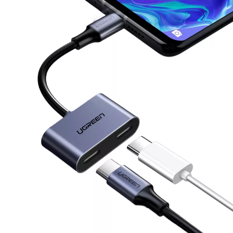 UGREEN USB Type-C Dual Audio ja laadimisadapter (15W PD, 2-in-1 jaotur)