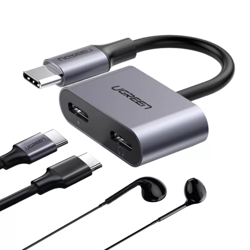 UGREEN USB Type-C Dual Audio ja laadimisadapter (15W PD, 2-in-1 jaotur)