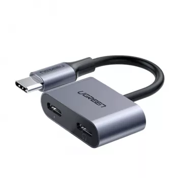 UGREEN USB Type-C Dual Audio ja laadimisadapter (15W PD, 2-in-1 jaotur)
