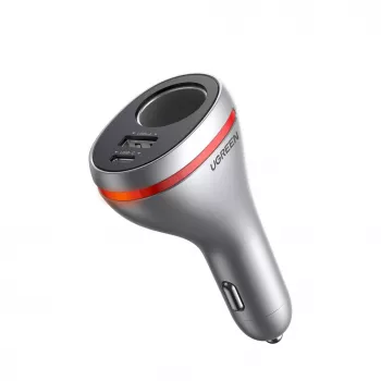 UGREEN USB Type C / USB QC PD 24W Autolaadija 12V sigaretisüütaja pistikupesaga Hõbedane (CD204)
