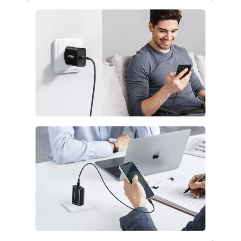 UGREEN USB seinadapter Type C 20W Power Delivery must (10191)