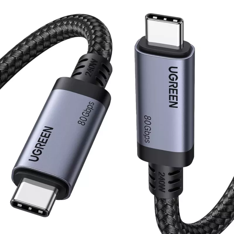 UGREEN USB4 USB-C – USB-C kaabel 240W 40Gbps 16K@60Hz 80Gbps Thunderbolt 4 ühilduv 1m nailonist punutud