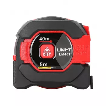 UNI-T LM-40T lasermõõtja 40m ulatus, ±2mm täpsus, IP54, taustvalgustusega LCD, pindala/ruumala/Pythagoras, 20 andmekomplekti
