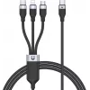 UNITEK 3-in-1 USB-A - Lightning, USB-C, Micro USB nailonpunutud laadimiskaabel 1,2m must