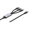 UNITEK 3-in-1 USB-A - Lightning, USB-C, Micro USB nailonpunutud laadimiskaabel 1,2m must