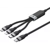 UNITEK 3-in-1 USB-A - Lightning, USB-C, Micro USB nailonpunutud laadimiskaabel 1,2m must