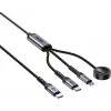 UNITEK 3-in-1 USB-C + Lightning + Apple Watch laadimiskaabel, 100W PD, 480 Mbps, 1,2 m, must