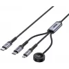 UNITEK 3-in-1 USB-C + Lightning + Apple Watch laadimiskaabel, 100W PD, 480 Mbps, 1,2 m, must