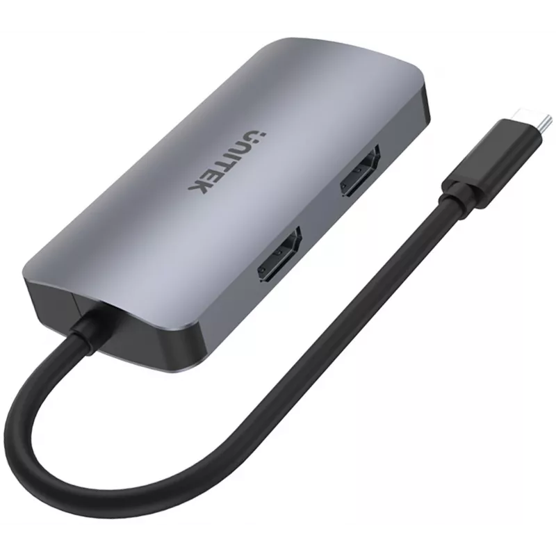 Unitek D1051A USB-C Hub 1x USB 3.0, VGA, 2x HDMI, Power Delivery ja MST-ga