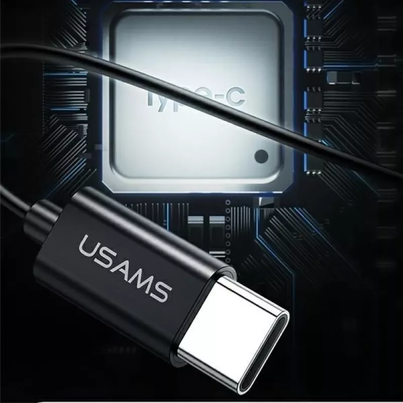USAMS EP-43 Metal USB-C Stereo Earphones with Microphone, Black