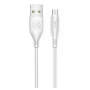 USAMS US-SJ268 U18 Flexi PVC Universaalne Micro USB-USB andme- ja kiirlaadimiskaabel (2A), ümmargune pistik, valge