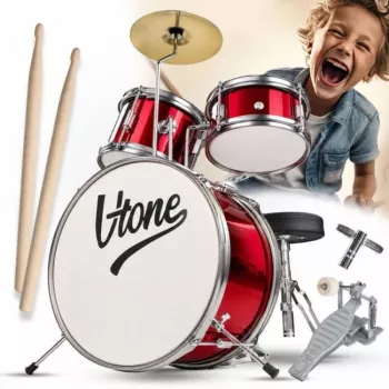 V-TONE VDJR 1 RD Mini akustiline trummi komplekt 3-osaline punane juunioride komplekt koos trooniga ja pulkadega
