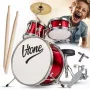 V-TONE VDJR 1 RD Mini akustiline trummi komplekt 3-osaline punane juunioride komplekt koos trooniga ja pulkadega