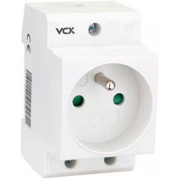 VCX GN TH DIN-siini pistikupesa maanduskontaktiga 230V 16A Schuko tüüp F