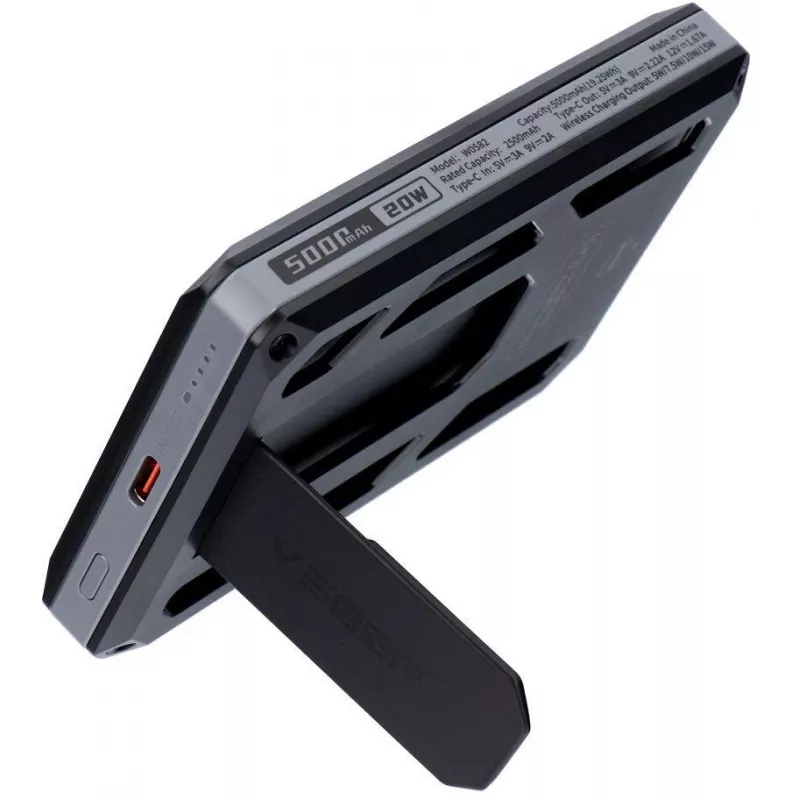 Veger GeoWallet Tracker X5 5000 mAh 20W PD QC 3.0 MFi MagSafe USB-C Power Bank - Must