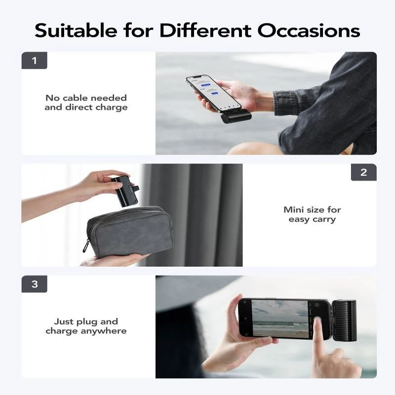 Veger PlugOn Power Bank (W0558P) 5000 mAh 20W PD QC3.0 sisseehitatud Lightning-pistikuga must