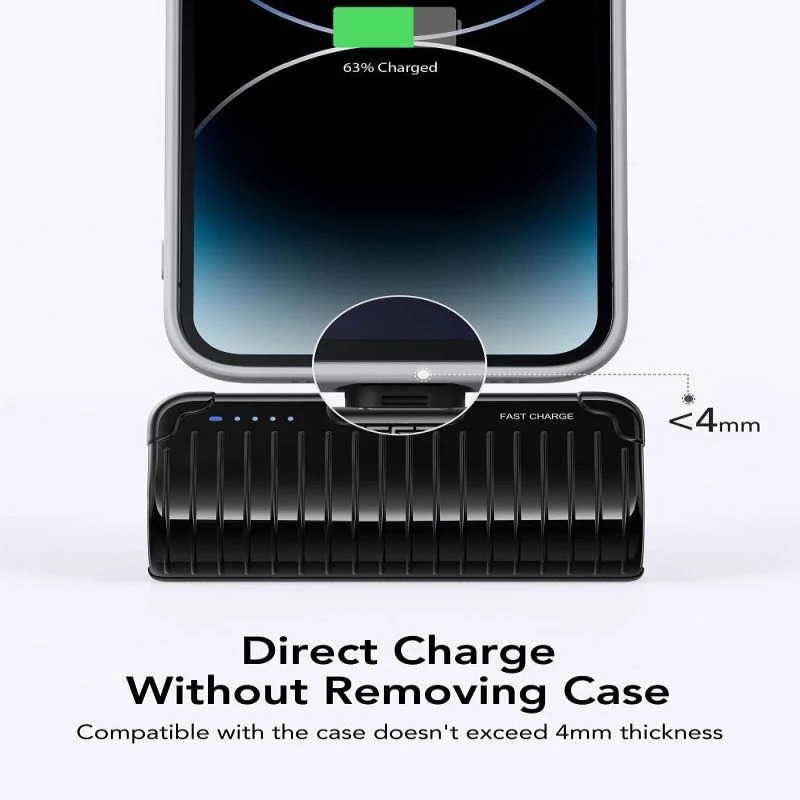 Veger PlugOn Power Bank (W0558P) 5000 mAh 20W PD QC3.0 sisseehitatud Lightning-pistikuga must