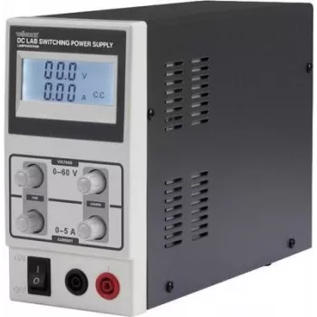 Velleman LABPS6005SM 60V 5A 300W reguleeritud alalispinge labori toiteallikas LED-ekraaniga, must/hall