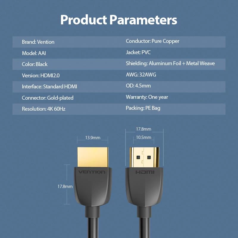 VENTION AAIBH HDMI-kaabel 2m Must