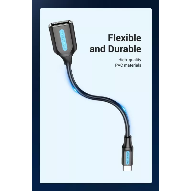 VENTION CCSBB USB 2.0 Type-C Isane USB-A Emane Adapterkaabel 0.15m Must