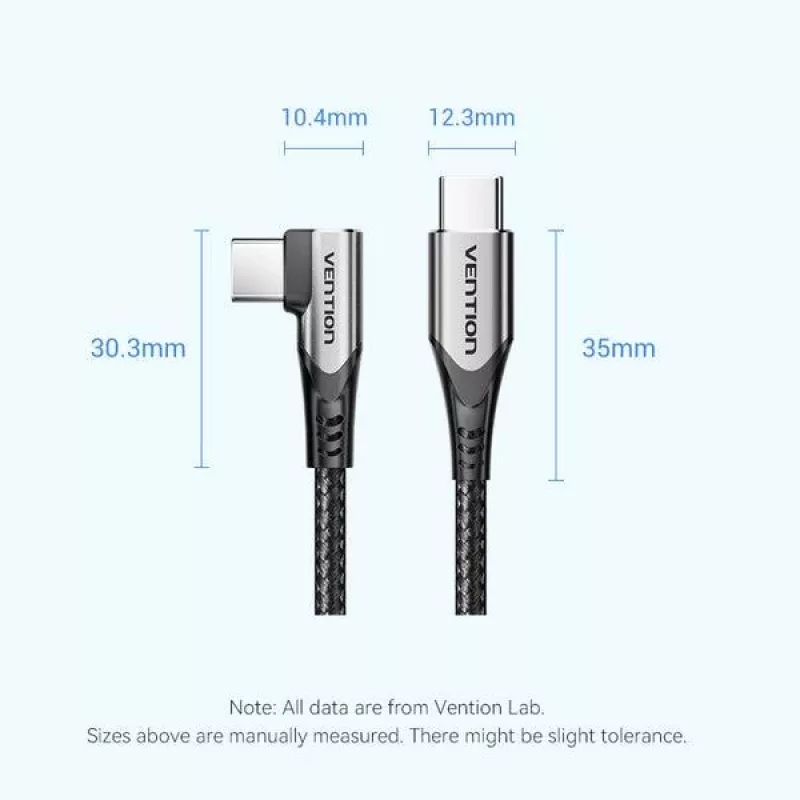 VENTION TRAHF USB-C to USB-C kaabel 1m hall 10Gbps 100W PD 4K video