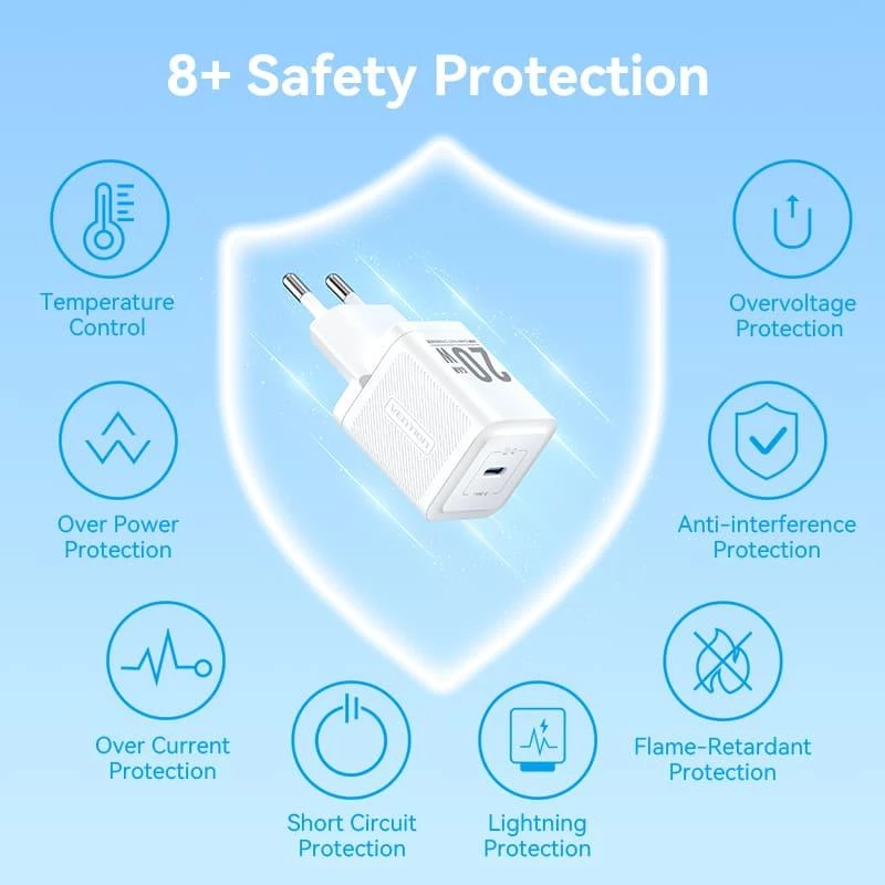 VENTION TZ-FEPW0-EU-01 20W USB-C seinadapter mobiiltelefoni laadija