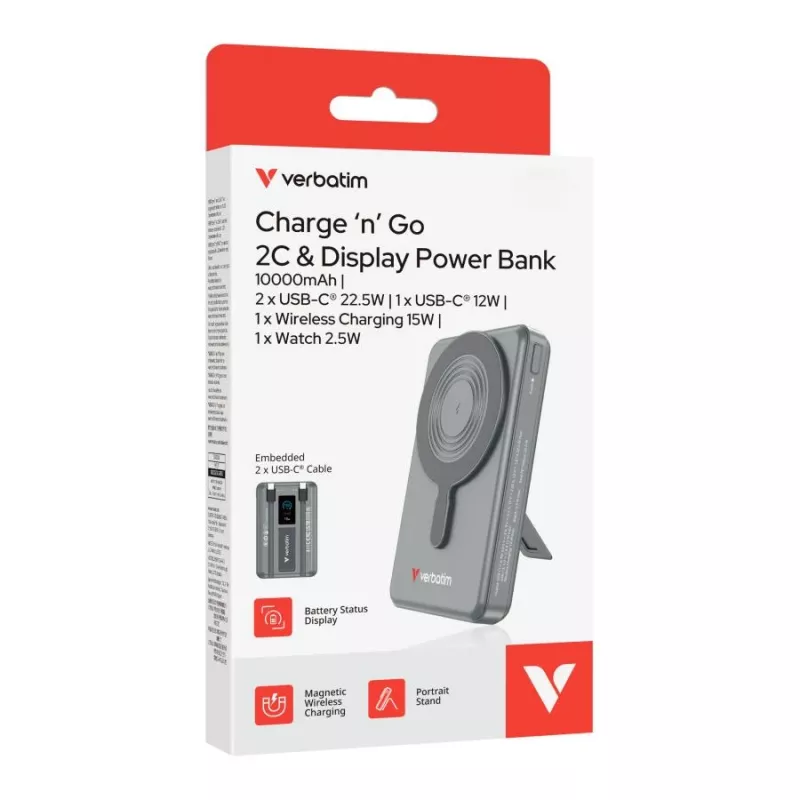 Verbatim Charge'n'Go Power Bank 2C & Display 10000 mAh hall