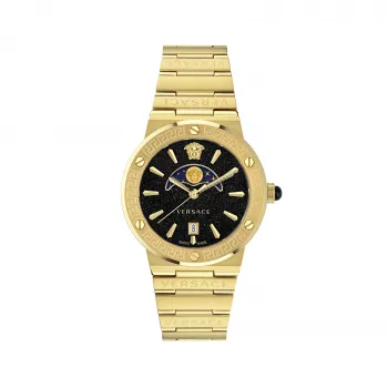 VERSACE V-Chrono meeste käekell VE7G00323 38mm musta numbrilauga nahkrihm