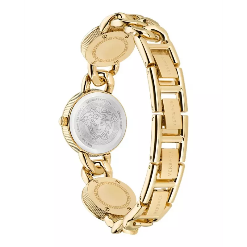 Versace V-Circle naiste Šveitsi kvartskell 26mm musta sihverplaadi ja nahkrihmaga VE3C00422