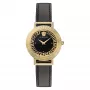 Versace V-Circle naiste kell VE3D00322 36mm Šveitsi kvarts roostevaba teras musta sihverplaadiga nahkrihm