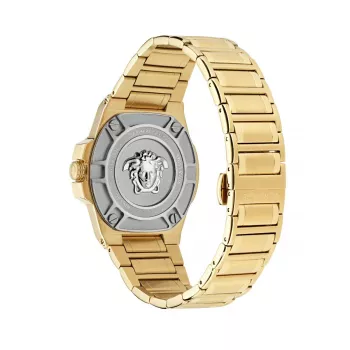 Versace V-Motif Virtual naiste kell VE3I00723 44mm Šveitsi kvarts musta numbrilaud ja nahkrihm