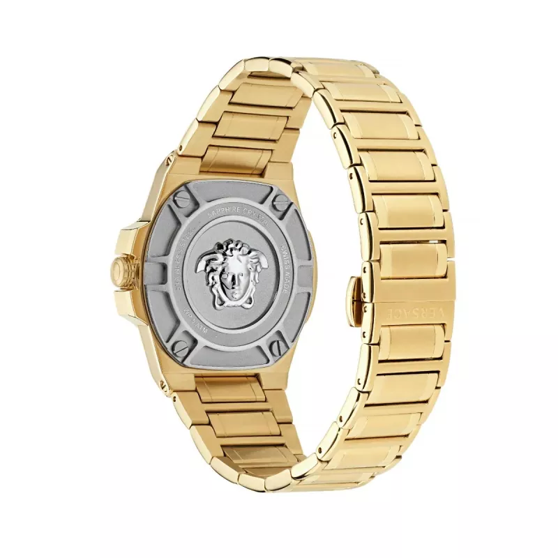Versace V-Motif Virtual naiste kell VE3I00723 44mm Šveitsi kvarts musta numbrilaud ja nahkrihm