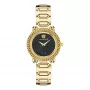 VERSACE V-Motif naiste Šveitsi kvartskell VE6I00523 35mm musta sihverplaadiga must nahkrihm