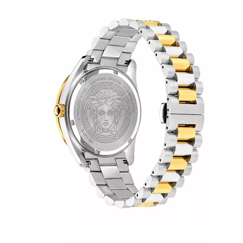 VERSACE V-Race meeste Šveitsi kvartskell, roostevaba teras, 42 mm, must numbrilaud VE8E00424