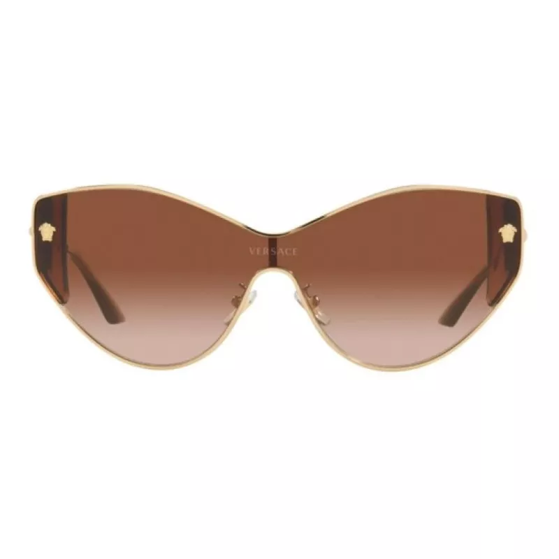 VERSACE VE2239-100213 Naiste kuldse kilbi kujuga päikeseprillid, pruunid polükarbonaat läätsed, 147 mm