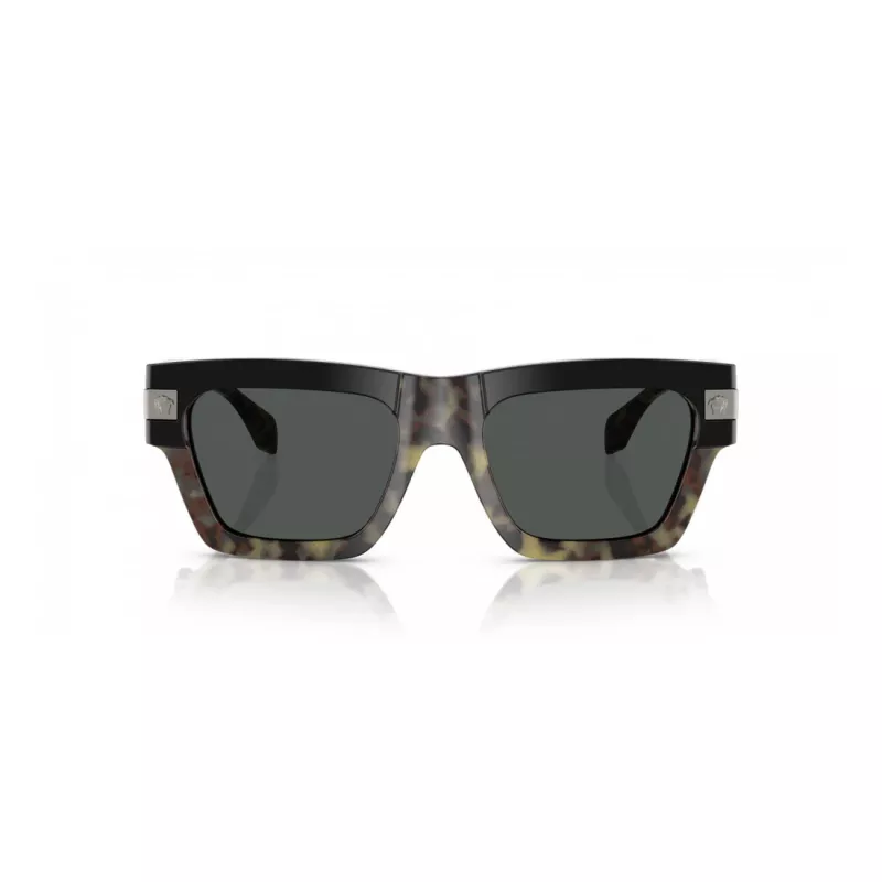 VERSACE VE4464-545687 Meeste ristkülikukujulised päikeseprillid, läbipaistev hall raam, tumedad hallid läätsed, 52 mm