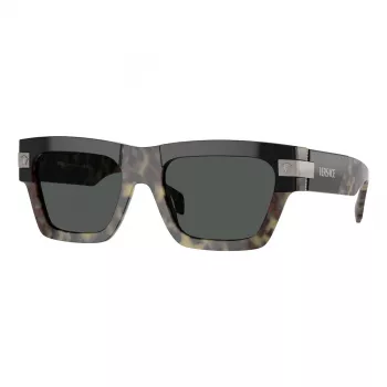 VERSACE VE4464-545687 Meeste ristkülikukujulised päikeseprillid, läbipaistev hall raam, tumedad hallid läätsed, 52 mm