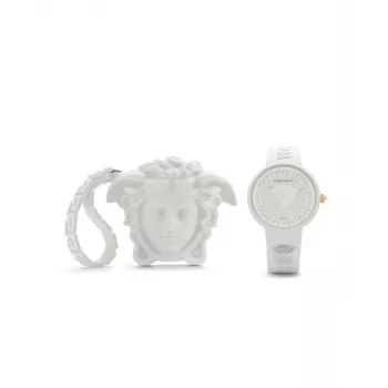 Versace naiste VE6G00123 Šveitsi kvartskell 39mm roostevabast terasest korpusega, musta nahkrihmaga ja hõbedase numbrilaudiga