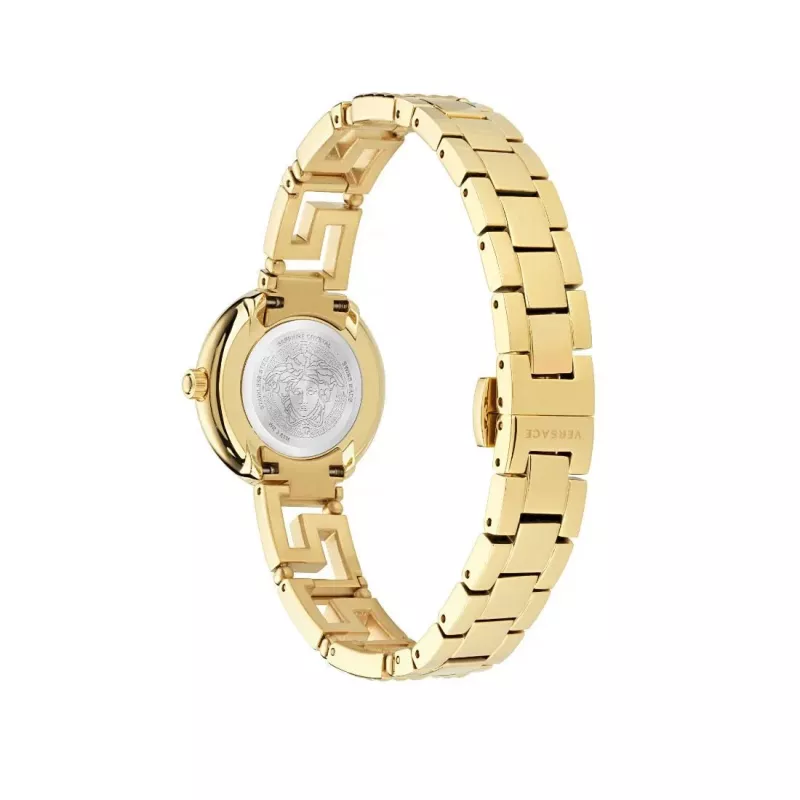Versace naiste VE7A00323 28mm Šveitsi kvartskell valge sihverplaadi ja musta nahkrihmaga